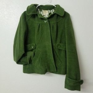 Forest Green Tulle Pea Coat w/ Hood - Lrg